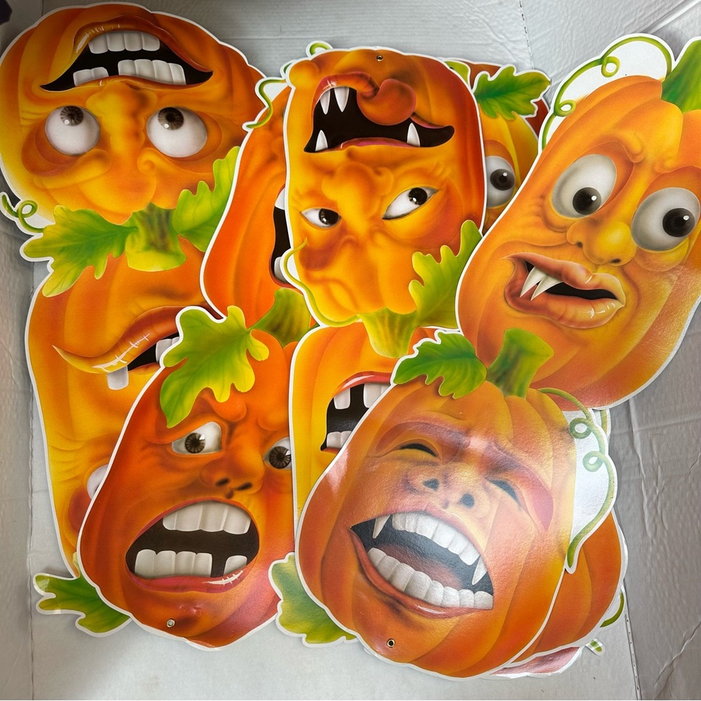 Vintage Die Cut Jointed Jack O Lanterns 7’ Halloween Door Decor